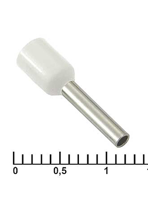 RUICHI DN01510 white (1.7x10mm), Наконечник на кабель RUICHI DN01510, белый, 1.7x10 мм, 1.5 мм2 наконечники втулочные