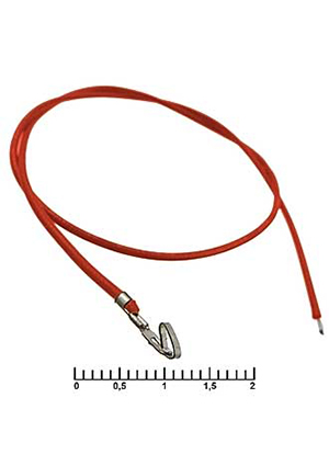 RUICHI HU 2,54 mm AWG26 0,3m red, Разъём питания низковольтный RUICHI HU шаг 2,54 мм AWG26 0,3m красный, 1 штырьковые разъемы питания