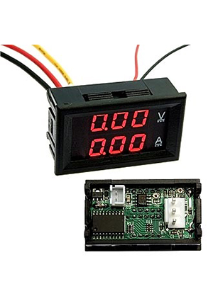 RUICHI 0-100V 0-10A Red, Цифровой LED вольт-амперметр однофазный RUICHI, 0-100 В, 0-10 A, подсветка красная вольтметры