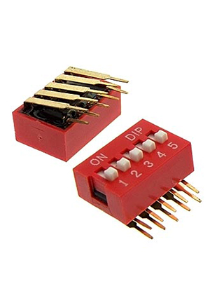 RUICHI DA05R, DIP-переключатель угловой RUICHI DA05R, 25 мА, 24 В, 50 мОм, 5 (ON-OFF) с шагом 2,54 мм, 6.7х DIP-переключатели