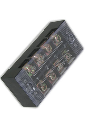 RUICHI TB-2504, Клеммная колодка винтовая с крышкой RUICHI TB-2504, 8 контактов, М4, 25 А, 600 В, 10 AWG, 6 клеммные колодки, блоки зажимов