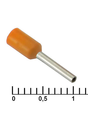 RUICHI DN00508 orange (1x8mm), Наконечник на кабель RUICHI DN00508, оранжевый, 1x8 мм, 0.5 мм2 наконечники втулочные