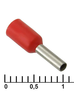 RUICHI DN01006 red (1.4x6mm), Наконечник на кабель RUICHI DN01006, красный, 1.4x6 мм, 1.0 мм2 наконечники втулочные