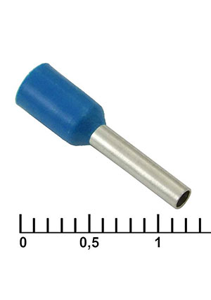 RUICHI DN01008 blue (1.4x8mm), Наконечник на кабель втулочный (трубчатый) изолированный RUICHI DN01008, 18 наконечники втулочные