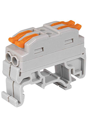 RUICHI СМК 222-422D, Зажим-клемма RUICHI СМК 222-422D, 2 контакта, 24 А, 250 В, на DIN-рейку, корпус PA66 клеммные зажимы