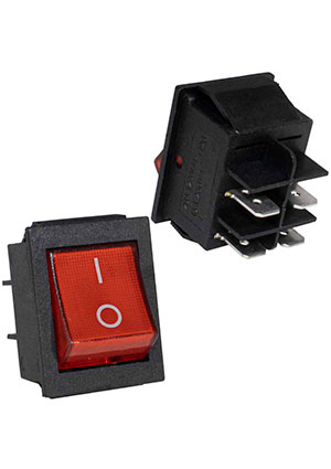 RUICHI IRS-201-2C on-off красный, Клавишный переключатель RUICHI IRS-201-2C, ON-OFF, красный переключатели клавишные