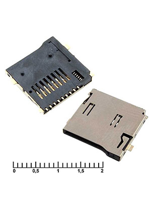 RUICHI micro-SD SMD 9pin ejector, Держатель карты памяти RUICHI micro-SD SMD 9pin ejector, 9 контактов держатели SIM карт и карт памяти