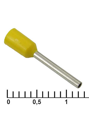 RUICHI DN00510 yellow (1x10mm), Наконечник на кабель втулочный (трубчатый) изолированный RUICHI DN00510, 20 наконечники втулочные