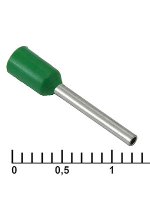 RUICHI DN00510 green (1x10mm), Наконечник на кабель втулочный (трубчатый) изолированный RUICHI DN00510, 20 наконечники втулочные