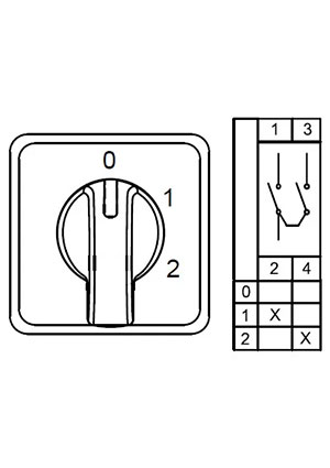 Klemsan 0.0.0.8.00150, CS010107S; Трехпозиционные Переключатели  (1-0-2); 0-1-2 10 A 60 переключатели поворотные
