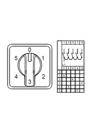 Klemsan 0.0.0.8.00260, CS010109S; Многоступенчатые переключатели - 1 полюс; 0-4 10 A 60 переключатели кулачковые