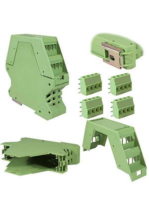 RUICHI TC-4003, Корпус для РЭА на DIN-рейку RUICHI ТС-4003, крепление 35 мм, АБС пластик, зеленый клеммные колодки, блоки зажимов