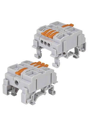 RUICHI СМК 6413-R, Зажим-клемма RUICHI СМК 6413-R, 3 контакта, 24 А, 450 В, на DIN-рейку, корпус PA66 клеммные зажимы