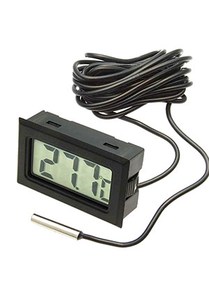 RUICHI HT-1 black 2m, ЖК термометр/гигрометр малогабаритный RUICHI HT-1, LCD 16x35 мм, -50 +110  С, чёрный, измерители температуры, влажности