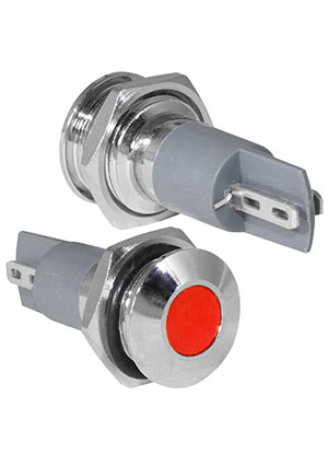 RUICHI GQ10PF-R, Индикатор антивандальный RUICHI GQ10PF-F, точечный излучатель, 12-24 В, 15 мА, гибкие выво индикаторы в корпусе