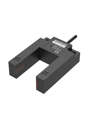 Akusense KIM30-0304P-J, Датчик фотоэлектрический щелевой на пересечение луча, Sn=30мм, PNP NO/NC, 12...24VDC, датчики оптические