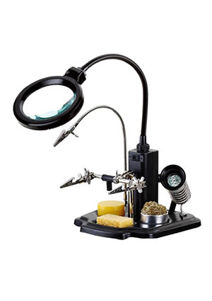 Zhongdi 154668, ZD-10Y Лупа с подсветкой х3, держатель третья рука d90mm, подставка паяльника, 16 светодиодо подставки для паяльников