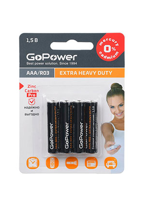 ��������� GoPower R03 AAA BL4 Heavy Duty 1.5V (4/48/576)