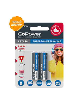 ��������� GoPower LR6 AA BL2 Alkaline 1.5V (2/24/480)