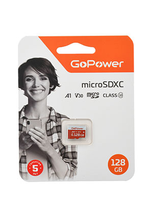 ����� ������ microSD GoPower 128GB Class10 UHS-I (U3) 100 ��/��� V30 �