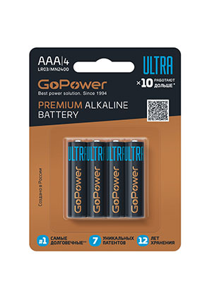 ��������� GoPower ULTRA LR03 AAA BL4 Alkaline 1.5V (4/40/480)