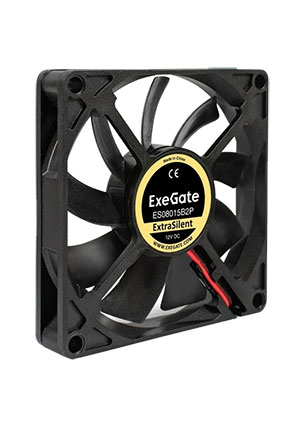 ES08015B2P, ���������� 12� DC ExeGate, 80x80x15 ��, 2-Ball (������� ���������������), 2pin, 1700RPM,