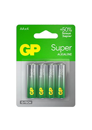 GP 15AA21-2CRSBC4, ��������� GP Super Alkaline G-Tech 15� �A 4 ��. �� ��������