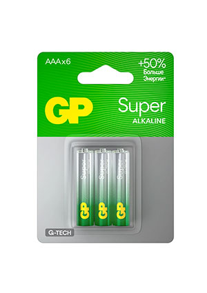 GP 24AA21-2CRSBC6, ��������� GP Super Alkaline G-Tech 24� ��A 6 ��. �� ��������