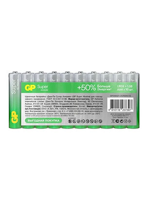 GP 24AA21-2CRSWC10, ��������� GP Super Alkaline G-Tech 24� ��A 10 ��. � ������