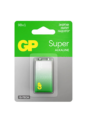GP 1604AA21-5CRSBC1, ��������� GP Super Alkaline G-Tech 9V ����� 1 ��. �� ��������