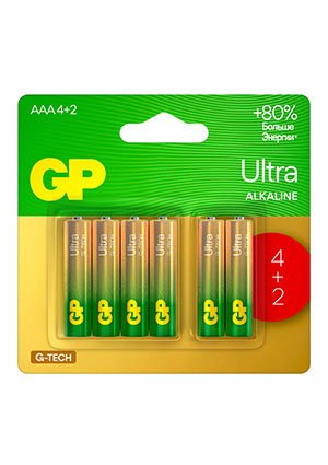 GP 24AUA214/2-2CRSBC6, ��������� GP Ultra Alkaline G-Tech 24� A�A 4+2 ��. �� �����-��������