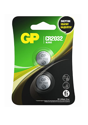 GP CR2032-2CRU20, ��������� GP Lithium CR2032 2 ��. � ��������
