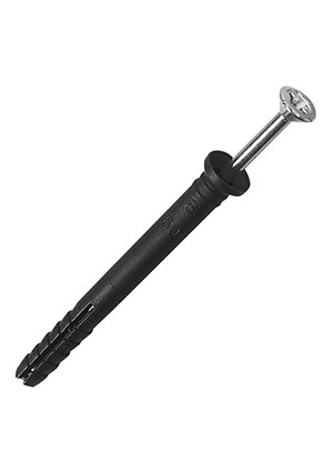 Kranz KR-01-3621-011, Дюбель-гвоздь потайной бортик, полипропилен 6х40мм, черный, пакет (100 шт/уп) KRANZ крепежные элементы