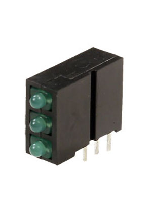 Kingbright L-2060NA/3GD, светодиодная сборка 3шт. зелёная индикаторы в корпусе