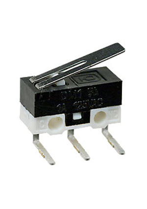 Switronic DM1-01C-30G-G, микропереключатель с лапкой 125В 1A угловой микропереключатели