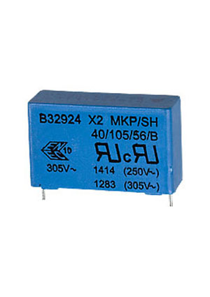 TDK EPCOS B32924C3105M4, B32924C3105M004, X2 конденсатор 1.0uF 20% 305Vac 31.5mm (=B81130C1105M) конденсаторы помехоподавляющие