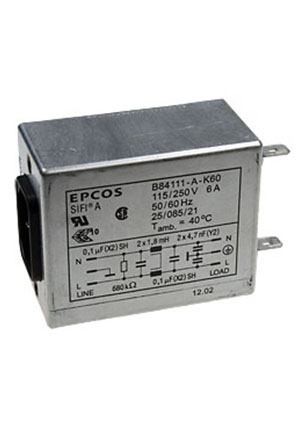 TDK EPCOS B84111AK60, сетевой фильтр B84111A0000K060 2x6A 250В сетевые фильтры подавления ЭМП