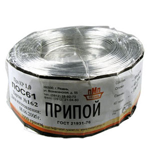 ПМП Припой ПОС61 ПРВ 1.0мм бухта 1кг припой