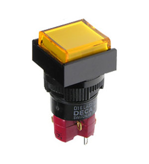 DECA D16LMS1-1ABCY, кнопка без фикс. 250В/5А, с ламп. подсветка кнопки с подсветкой