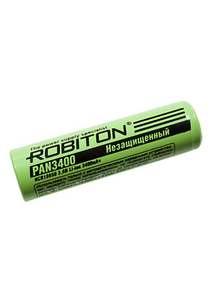 ROBITON PAN3400, аккумулятор, 3400мАч, без защиты(NCR18650B) аккумуляторы