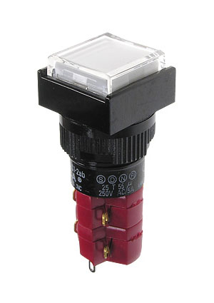 DECA D16LAS1-2ABKW, Переключатель кнопочный с фиксацией 250В/5А LED подсветка 24В кнопки с подсветкой
