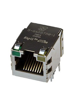 TE Connectivity 5-6605758-1, RJ45 розетка 8P8C 2 светодиода зеленый желтый разъемы телефонные и сетевые