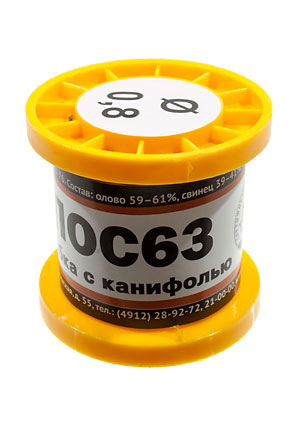 ПМП Припой ПОС63 ТР 0.8мм катушка 100г припой с флюсом (трубка)