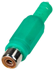 1-201 GR (RP-406), гнездо RCA пластик на кабель зеленый