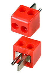 1-606, разъем аудио точка-тире  штекер пластик на кабель красный  кубик 