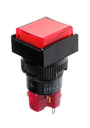 D16LMS1-1ABKR, кнопка без фиксации с LED подсветкой 250В 5А