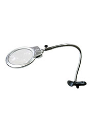 MG15122-1C, лупа настольная с прищепкой, 2 LED, d=130.00 мм,2.50х,5.00х