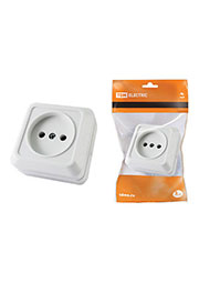 SQ1801-0013, Розетка 2П открытой установки IP20 10А, белая Ладога