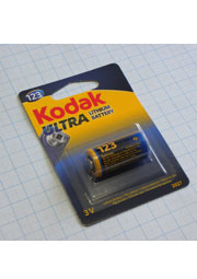 Батарея CR123A Kodak, 3 вольта, литиевая