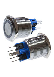 SC-984R d22 250V, Кнопка антивандальная металл 22мм 250В/5А, фикс/подсветка красная